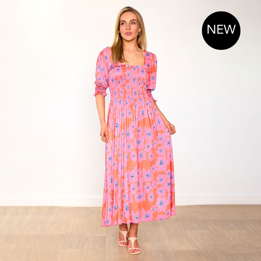 Pixie Dress in pink poppy print – women's dress – view 8