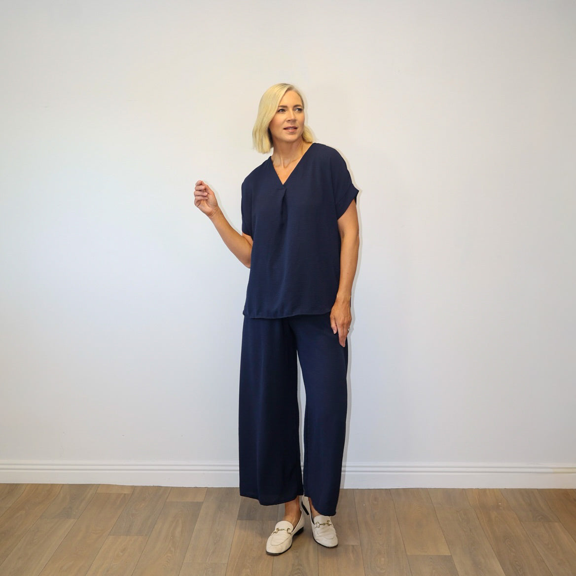Quinn V-Neck Co-ord (Navy)