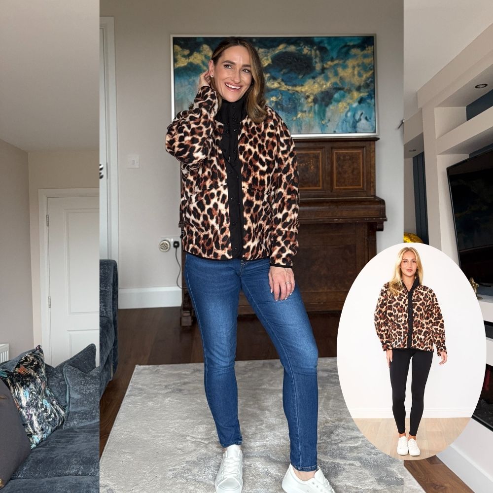 Molly Fleece Jacket (Leopard Print/Black Trim)