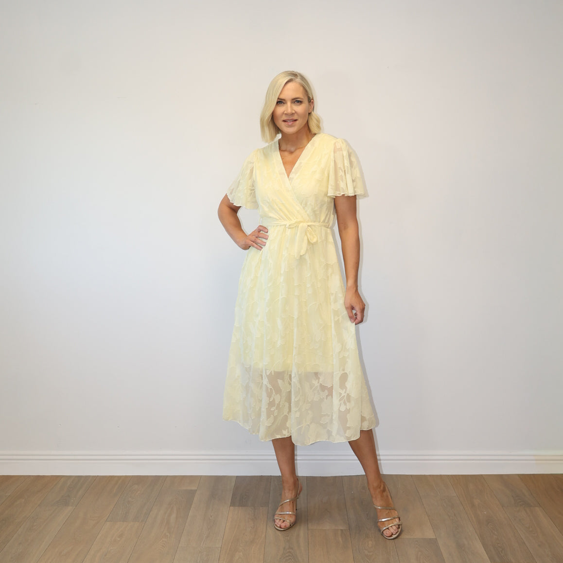 Rosie Floral Wrap Dress (Lemon)