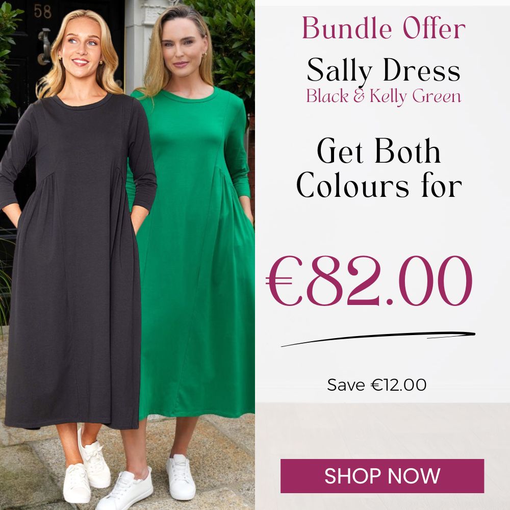 Sally Dress Black & Kelly Green (2 for €82)