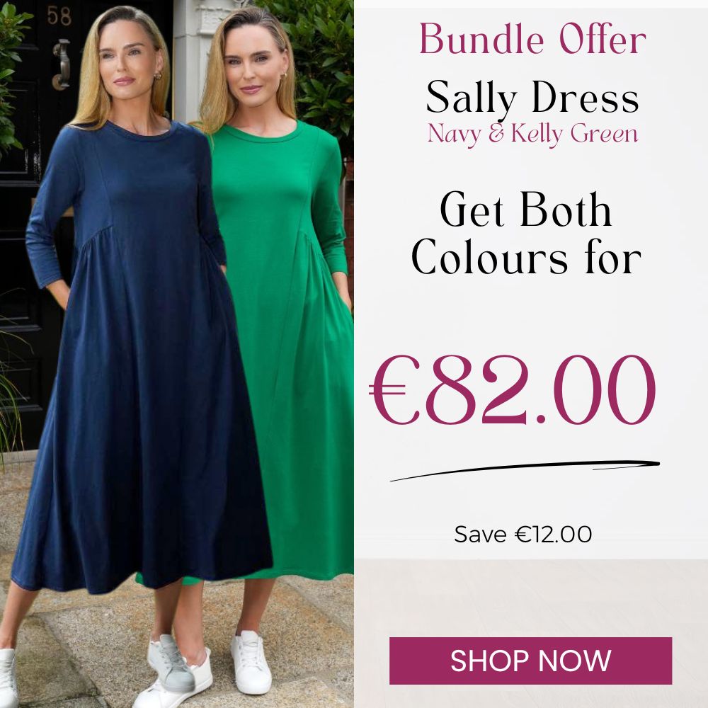 Sally Dress Navy & Kelly Green (2 for €82)