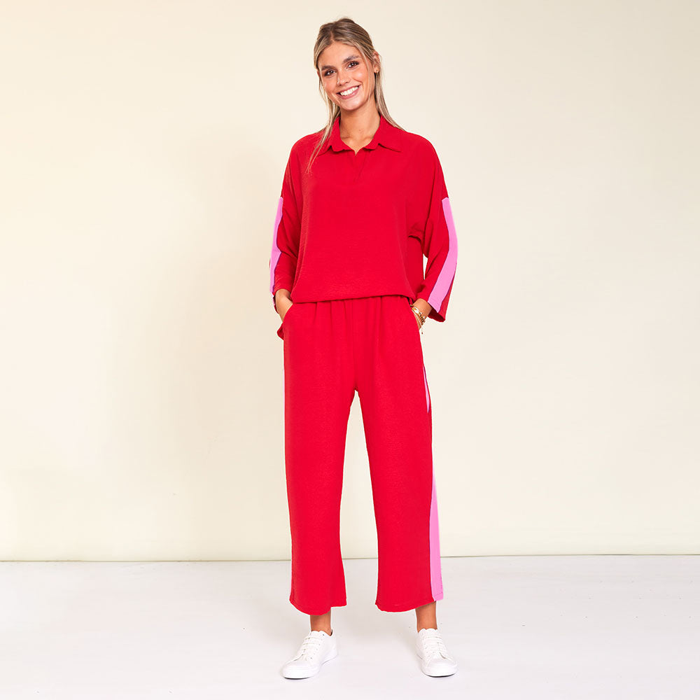 Clara Co-Ord (Red/Pink Stripe)