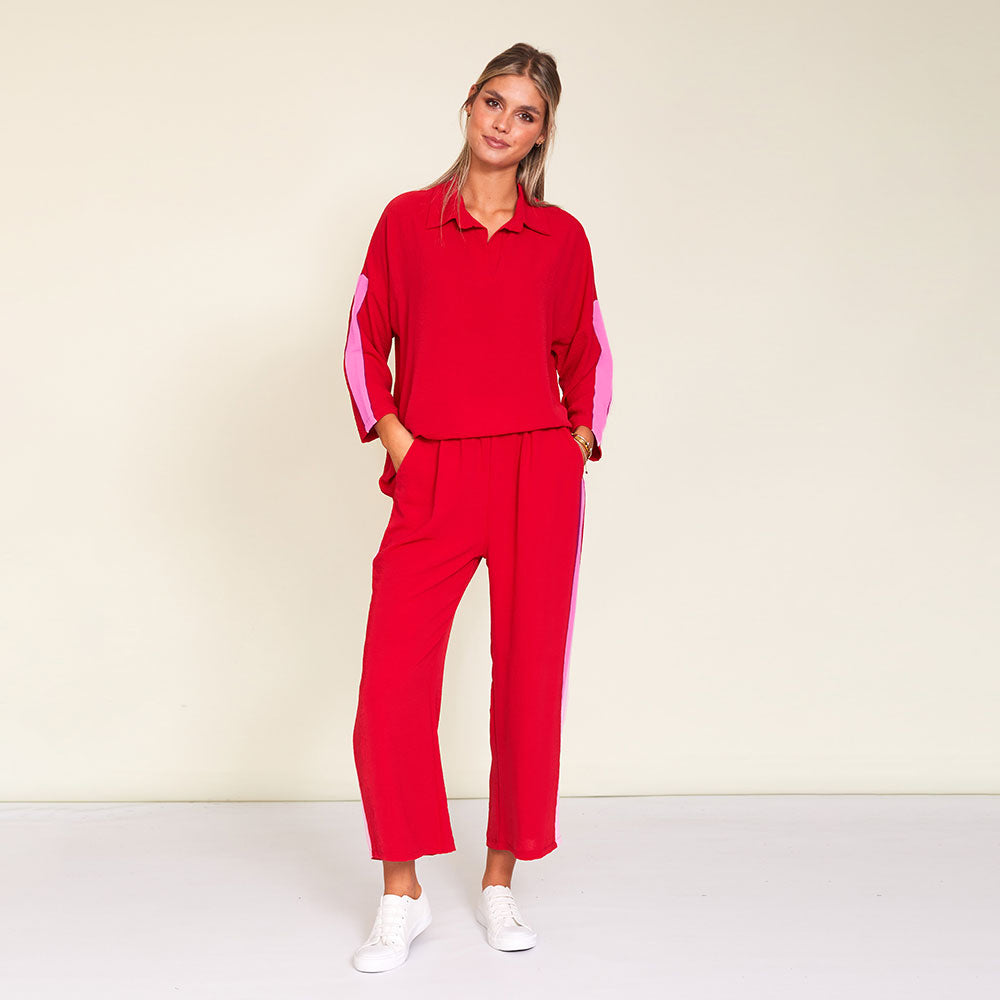 Clara Co-Ord (Red/Pink Stripe)