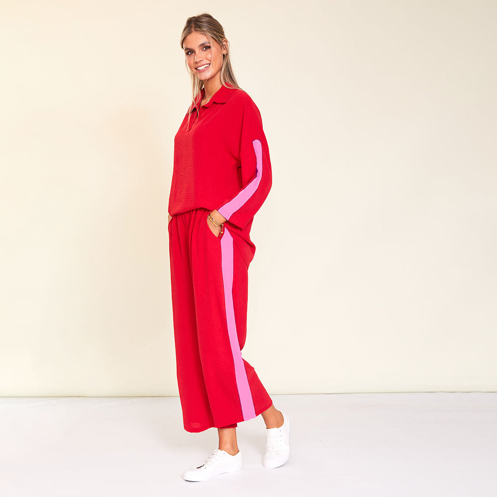 Clara Co-Ord (Red/Pink Stripe)
