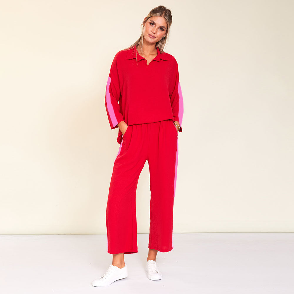 Clara Co-Ord (Red/Pink Stripe)