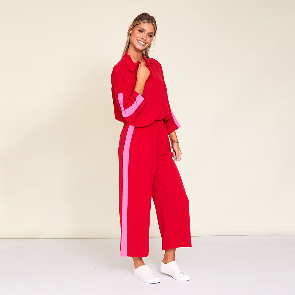 Clara Co-Ord (Red/Pink Stripe)