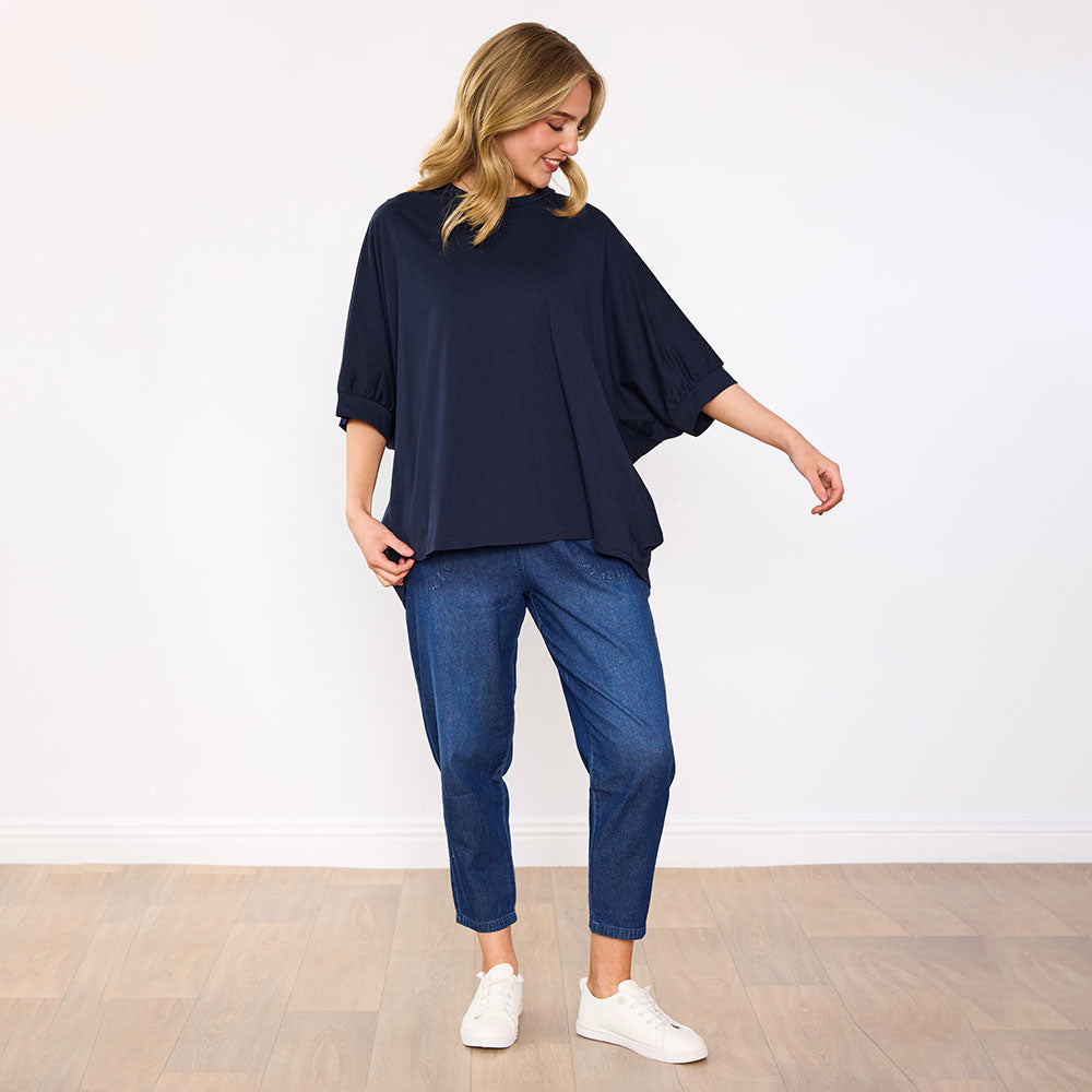 Sienna Oversized Top (Navy)