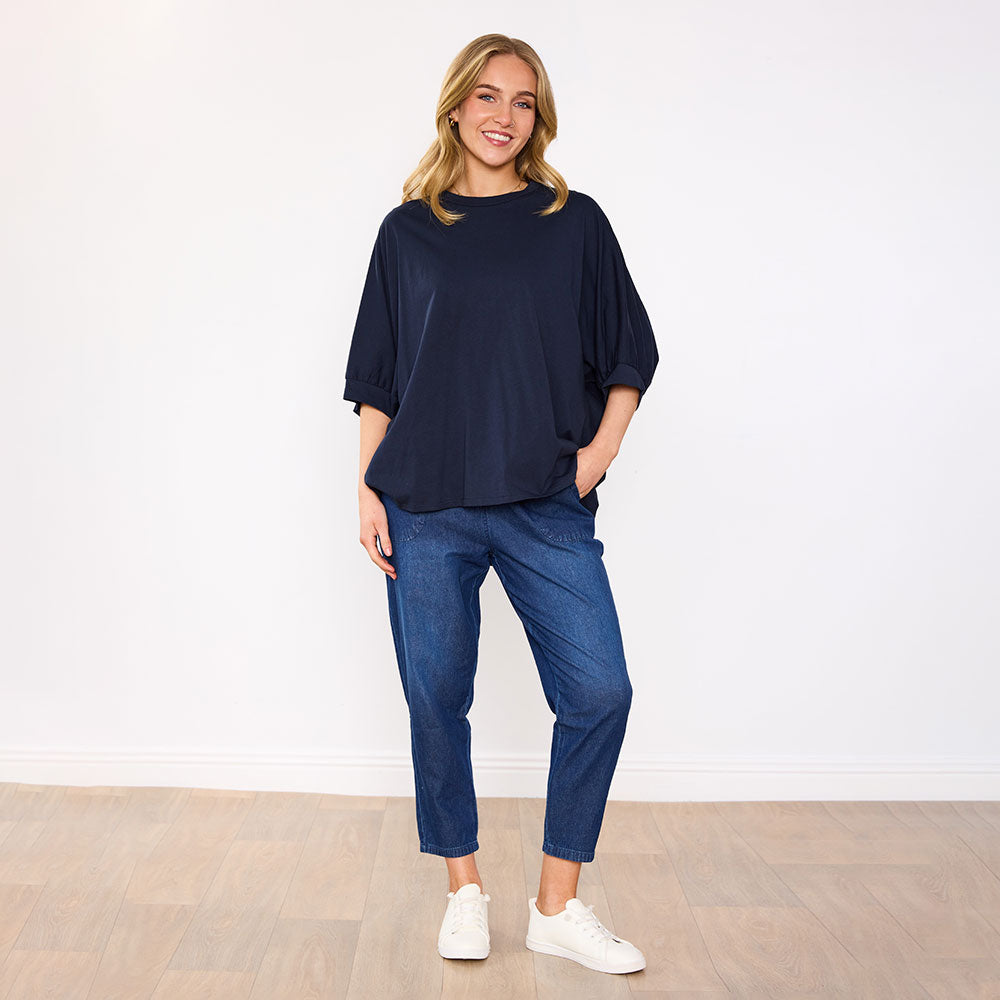 Sienna Oversized Top (Navy)