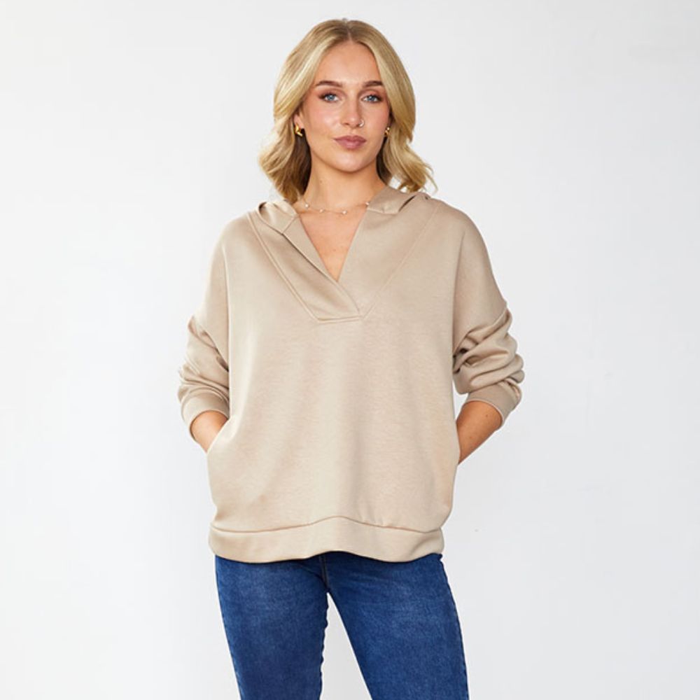 Mariah Hoody in taupe – women's hoody – view 8