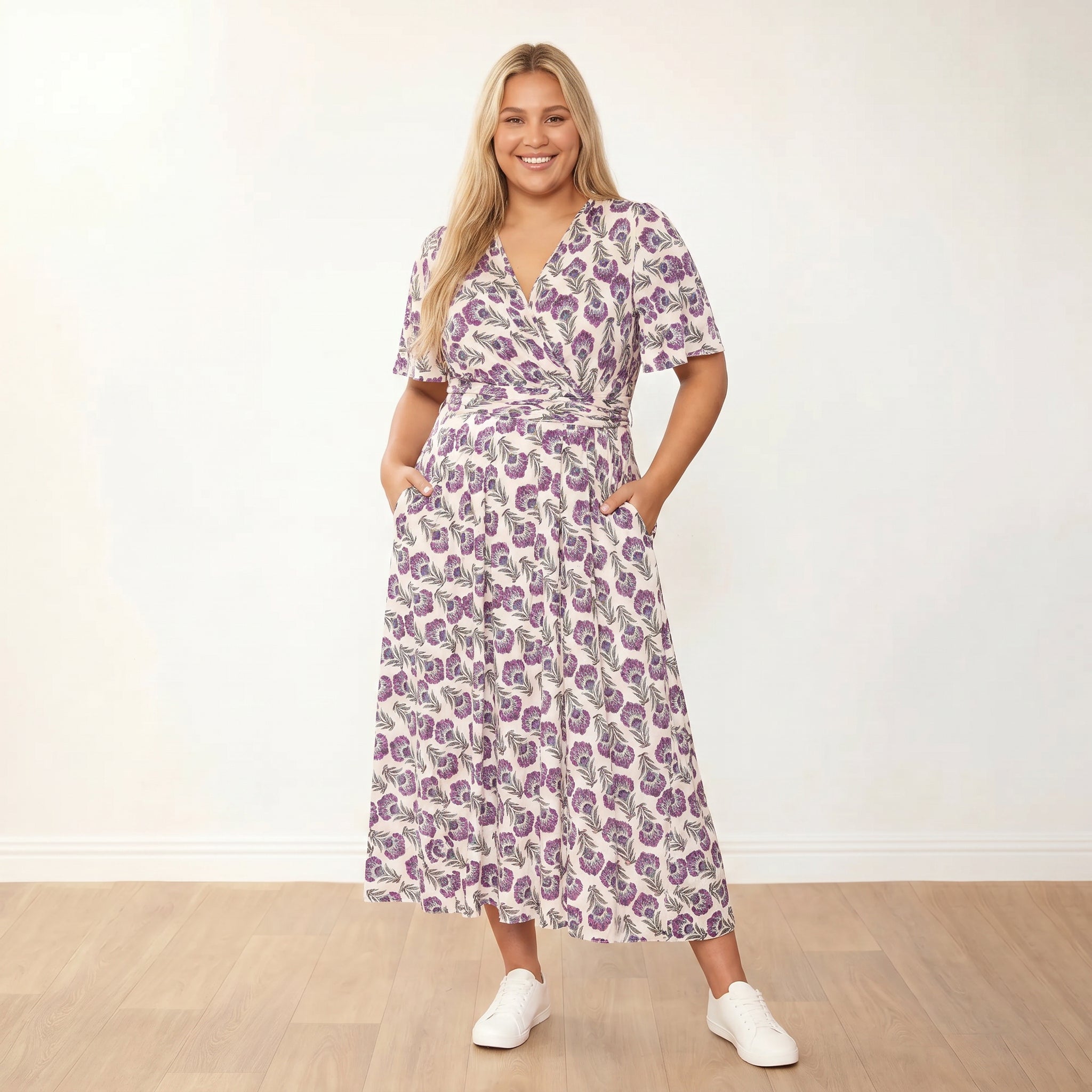 Teagan Dress in safflower lilac floral print – women's dress – view 7