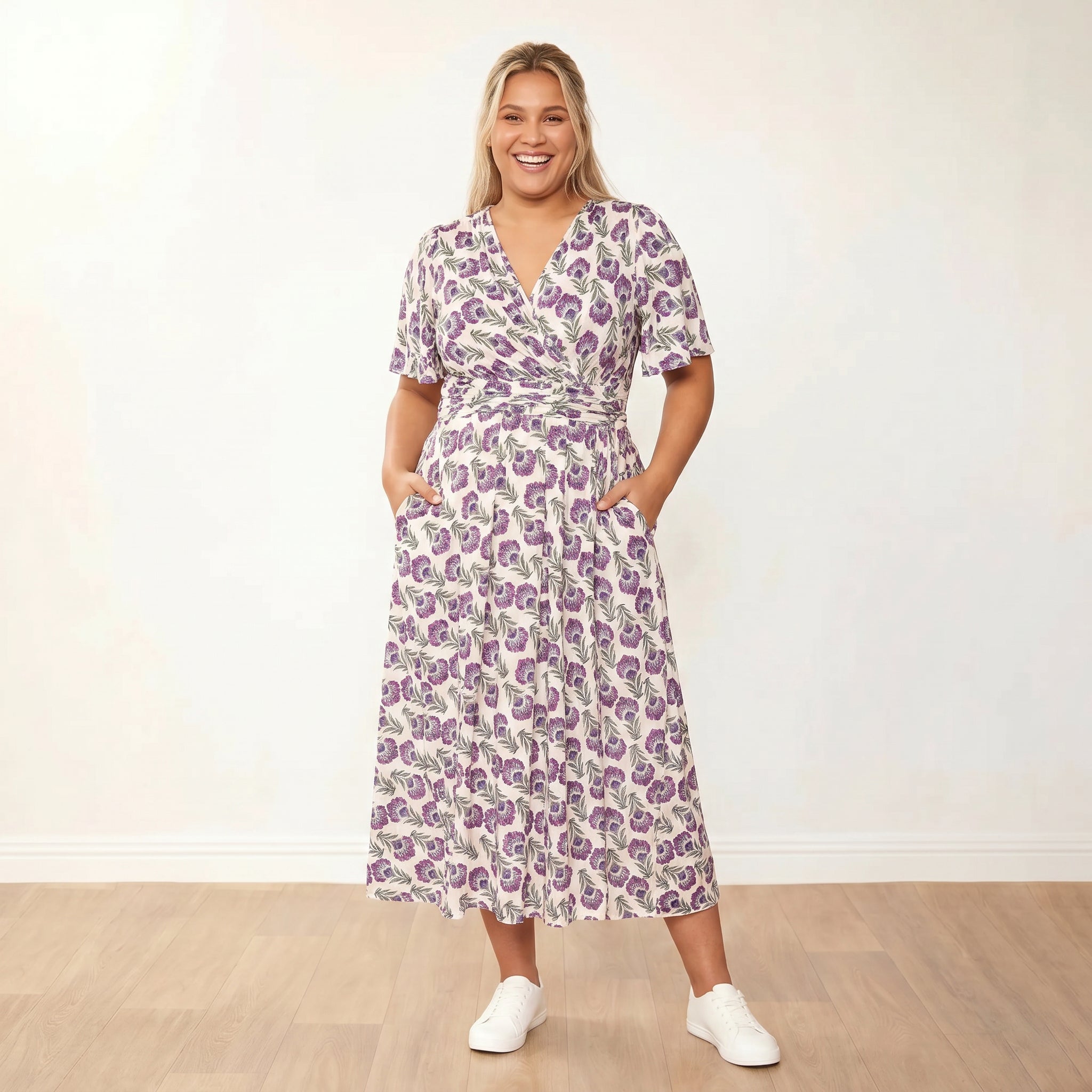Teagan Dress in safflower lilac floral print – women's dress – view 9