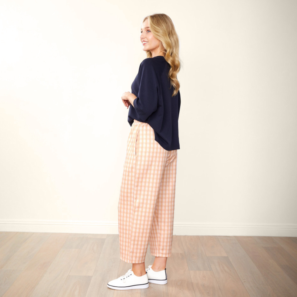 Tessa Trouser Apricot & Green Grid (2 for €61)