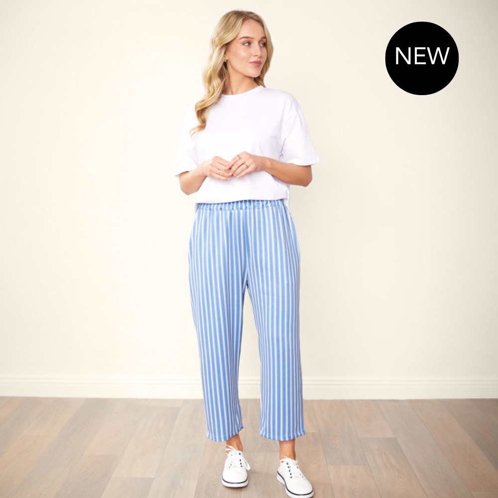 Tessa Trousers (Blue/Grey Stripe)