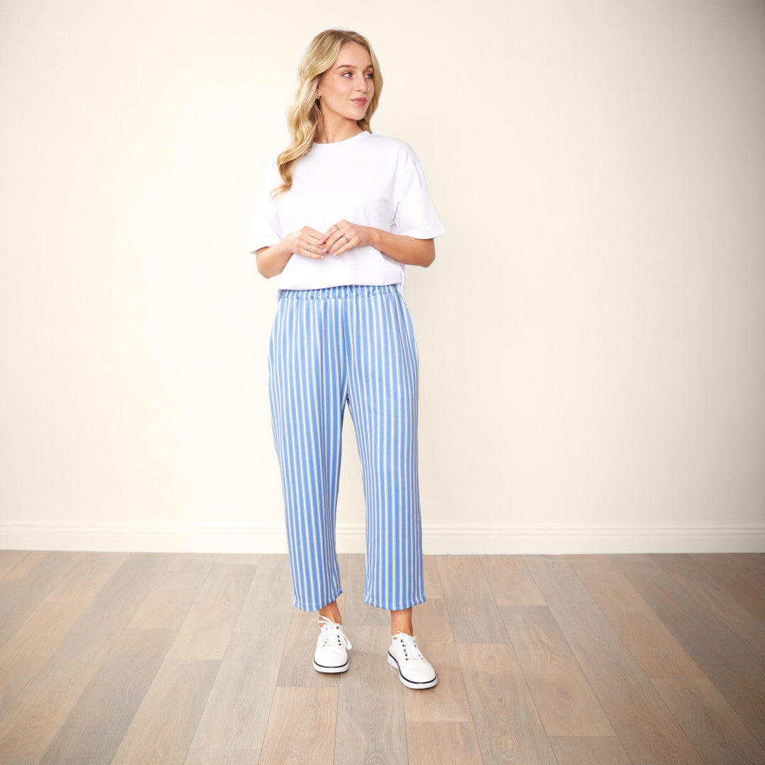Tessa Trousers (Blue/Grey Stripe)