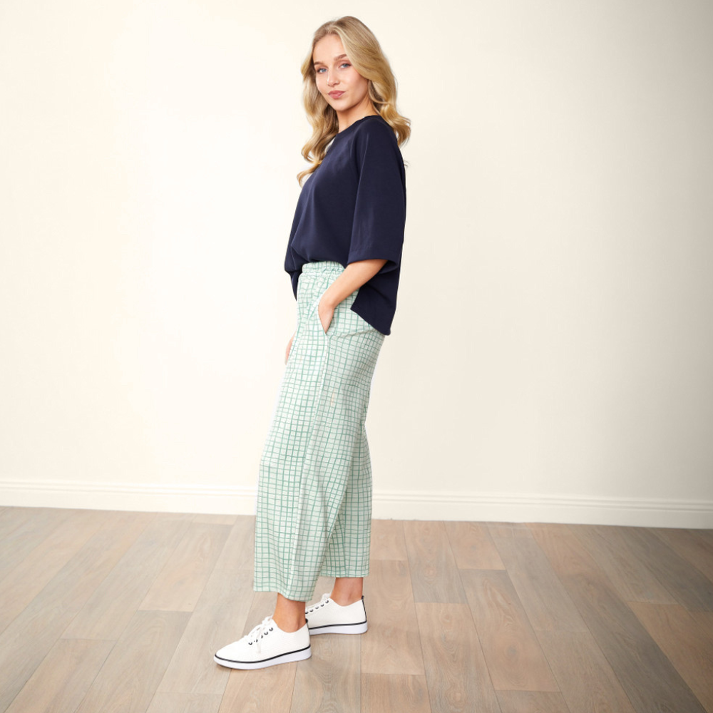 Tessa Trousers (Green Grid)