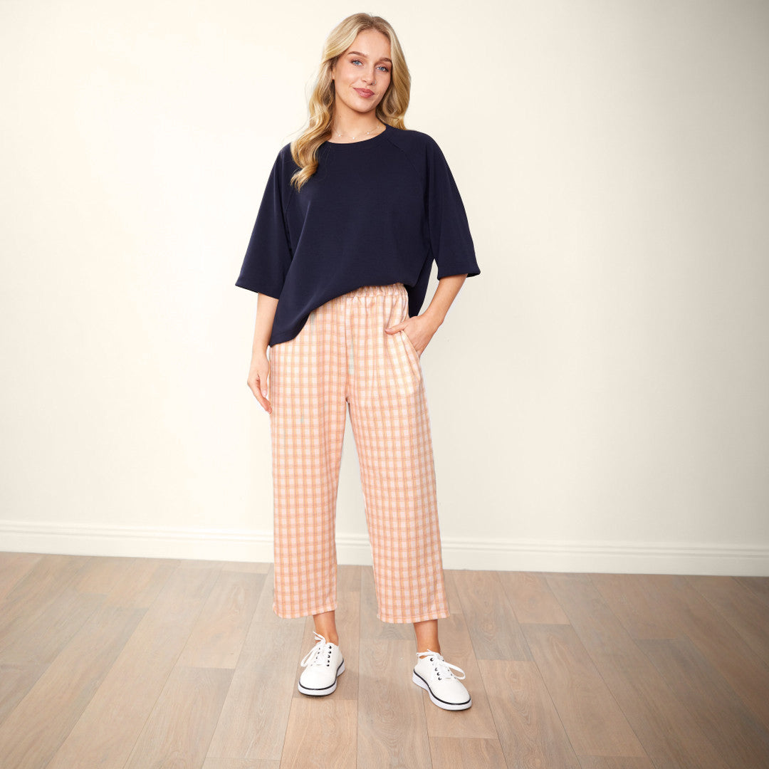 Tessa Trouser Apricot & Green Grid (2 for €61)