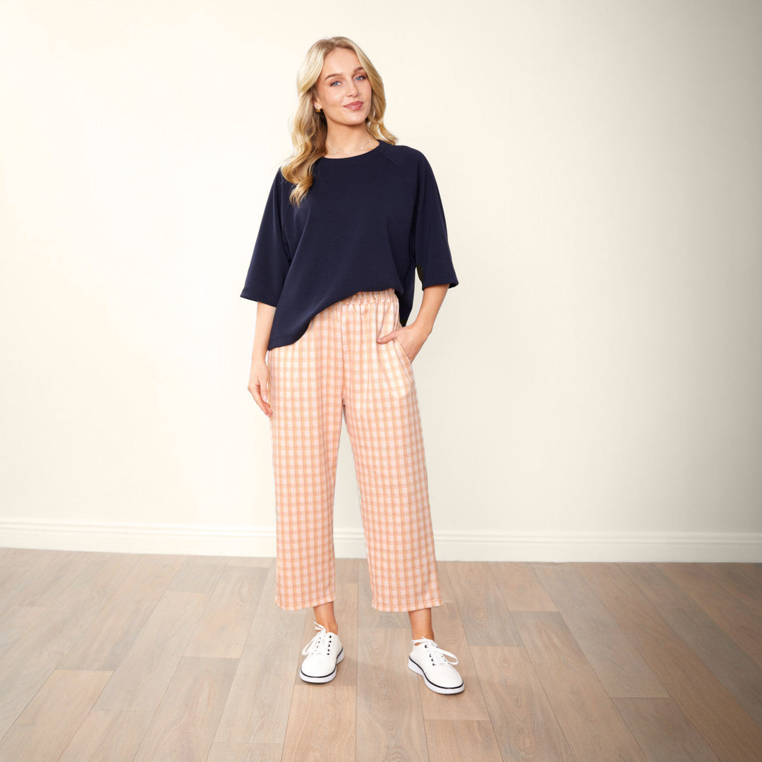 Tessa Trouser Apricot & Green Grid (2 for €61)
