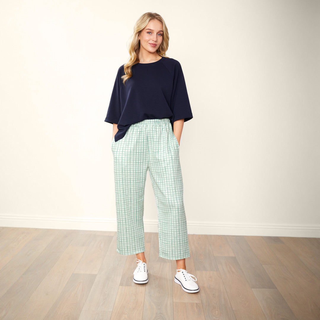 Tessa Trousers (Green Grid)