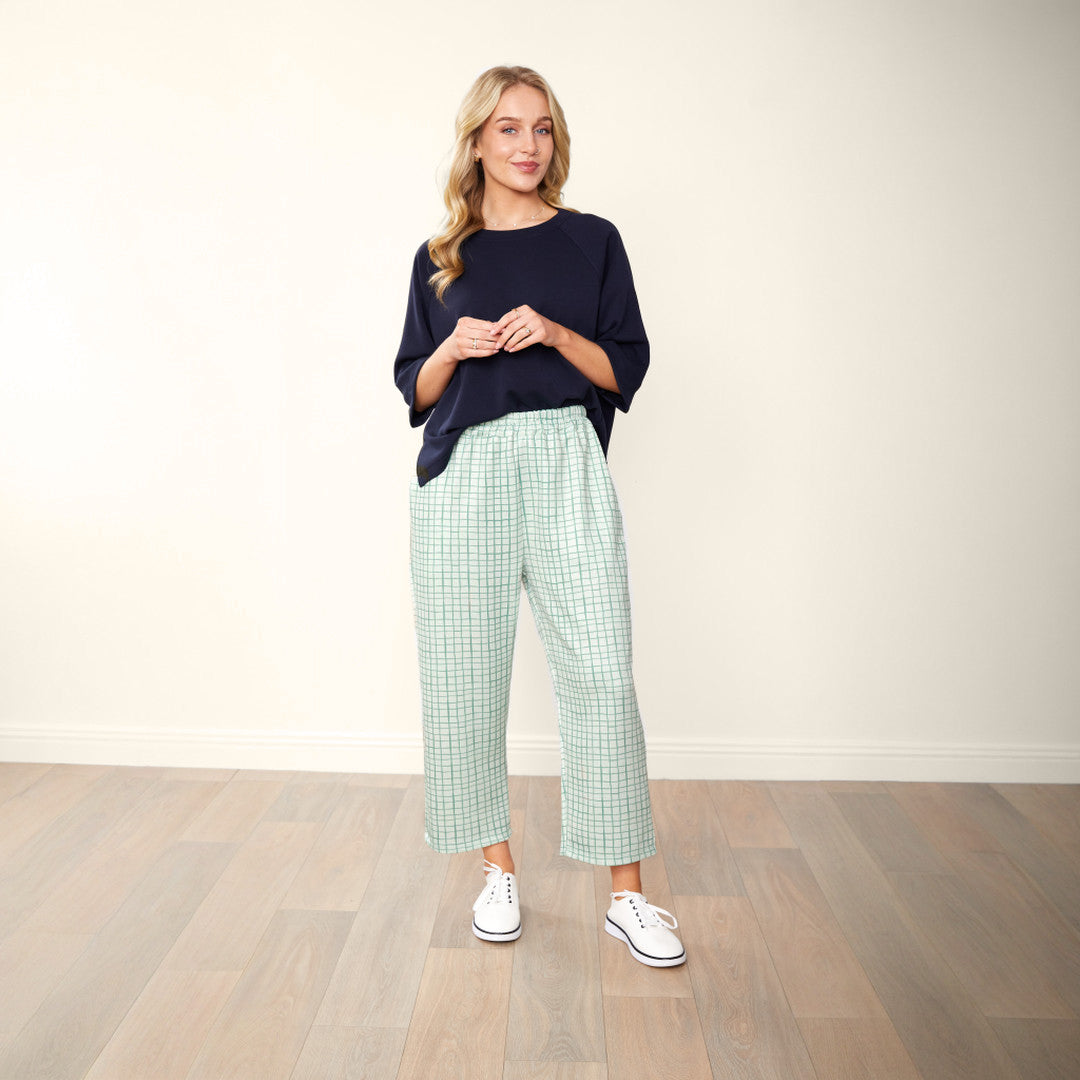 Tessa Trouser Apricot & Green Grid (2 for €61)