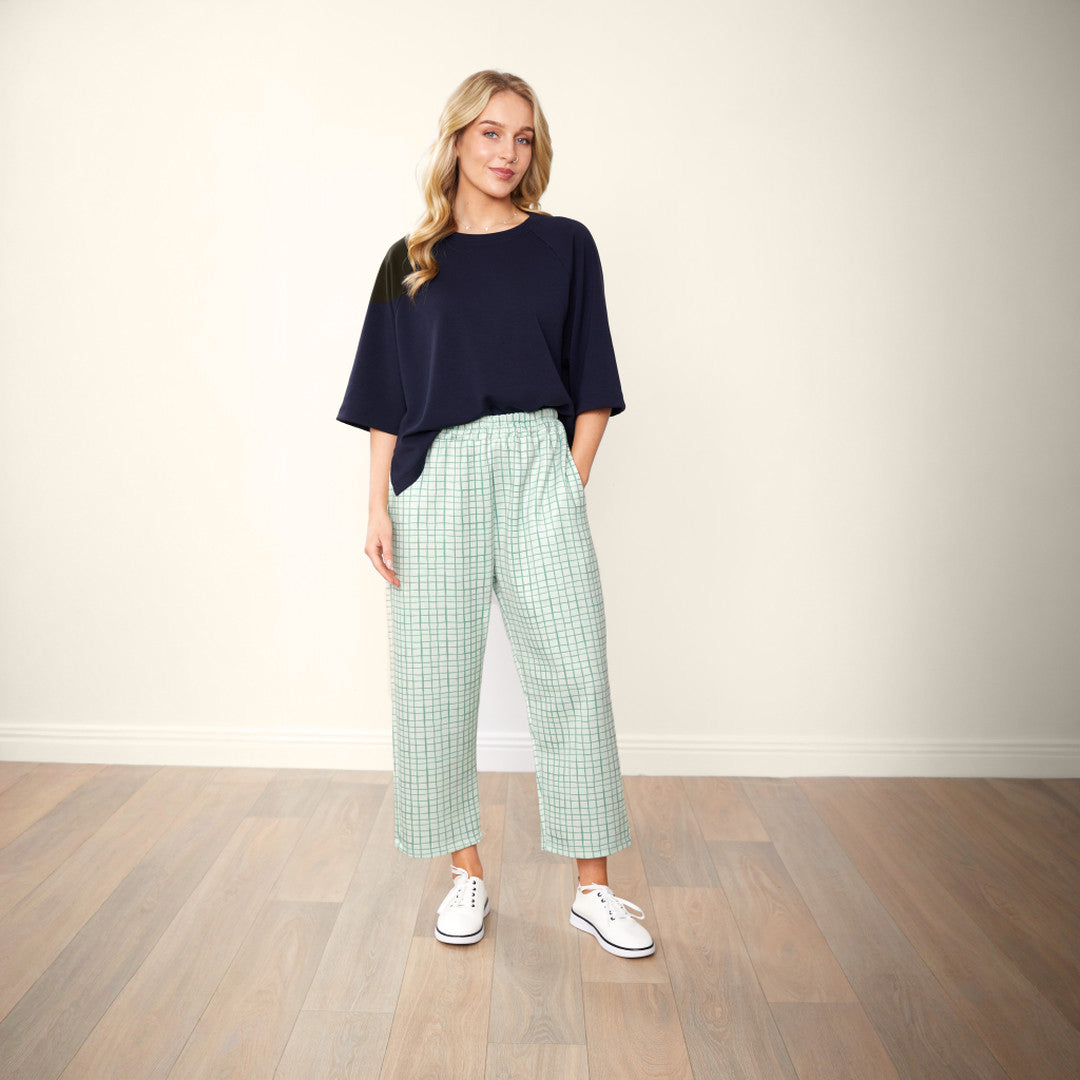 Tessa Trouser Apricot & Green Grid (2 for €61)
