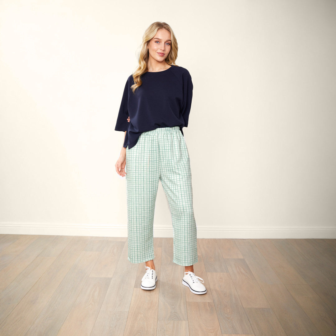 Tessa Trouser Apricot & Green Grid (2 for €61)