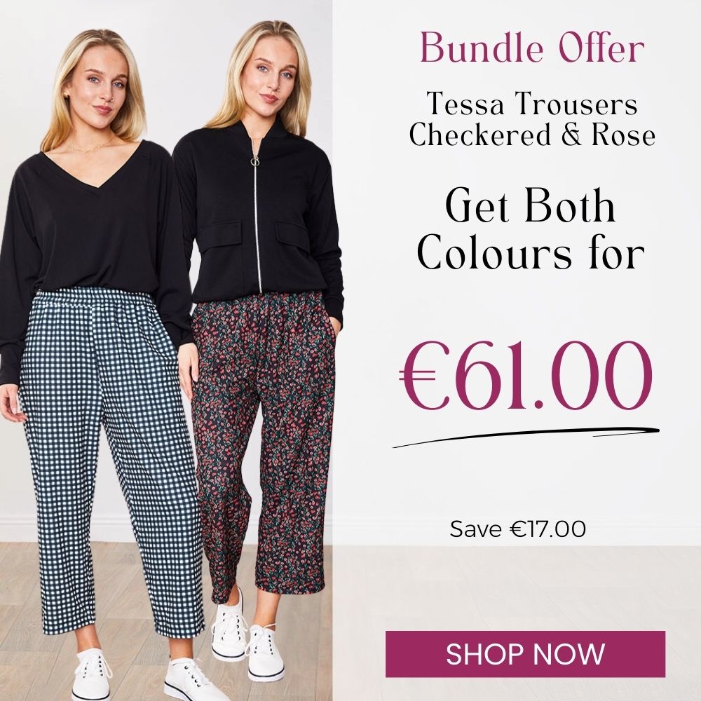 Tessa Trousers Checkered & Rose (2 for €61)