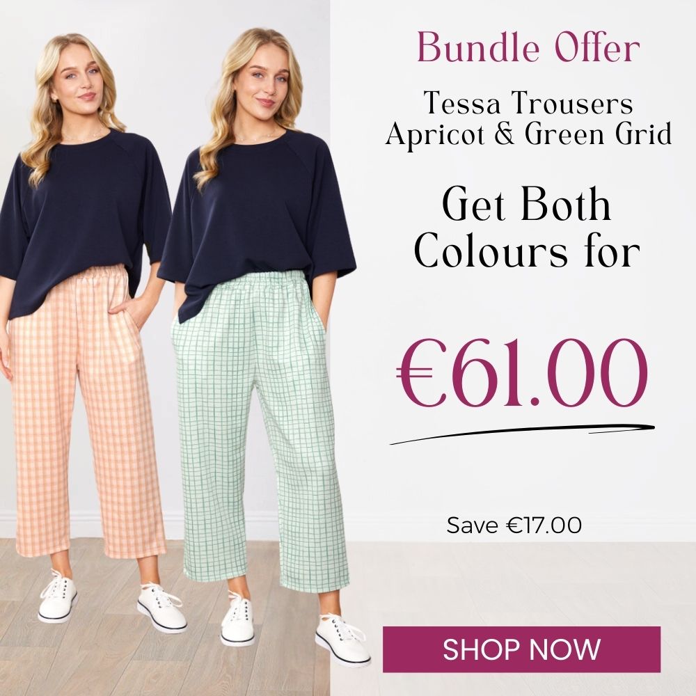 Tessa Trouser Apricot & Green Grid (2 for €61)
