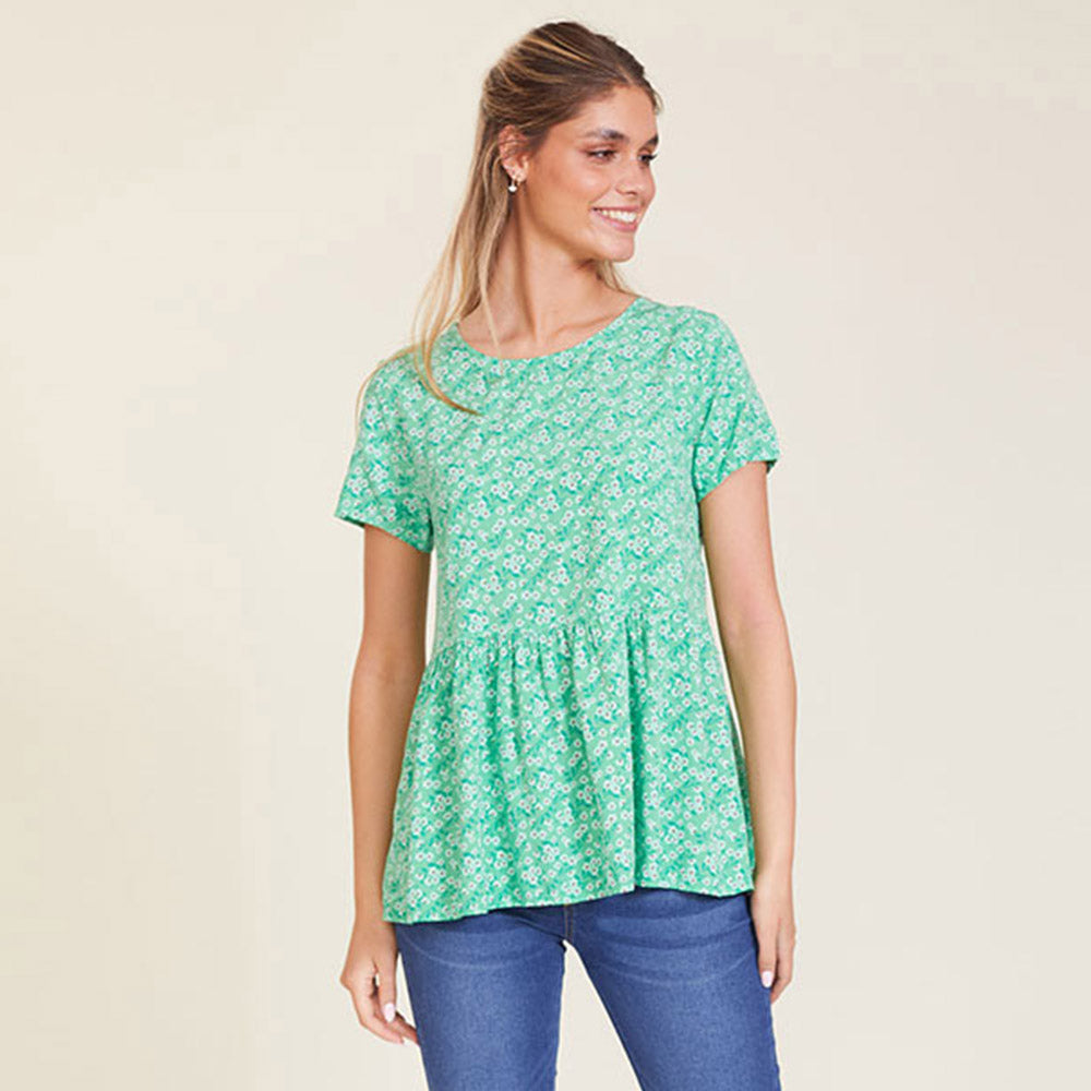 Grace Top (Green Floral)