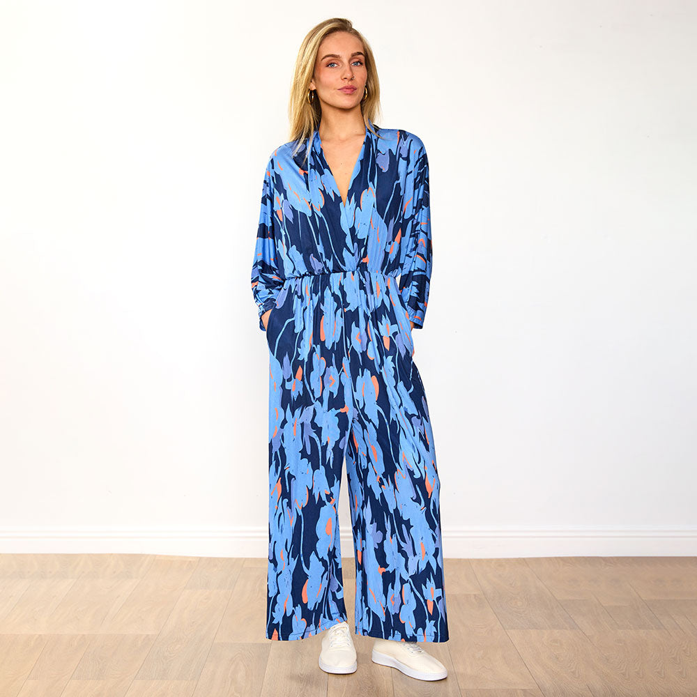 Vogue Jumpsuit (Navy/Orange Abstract)