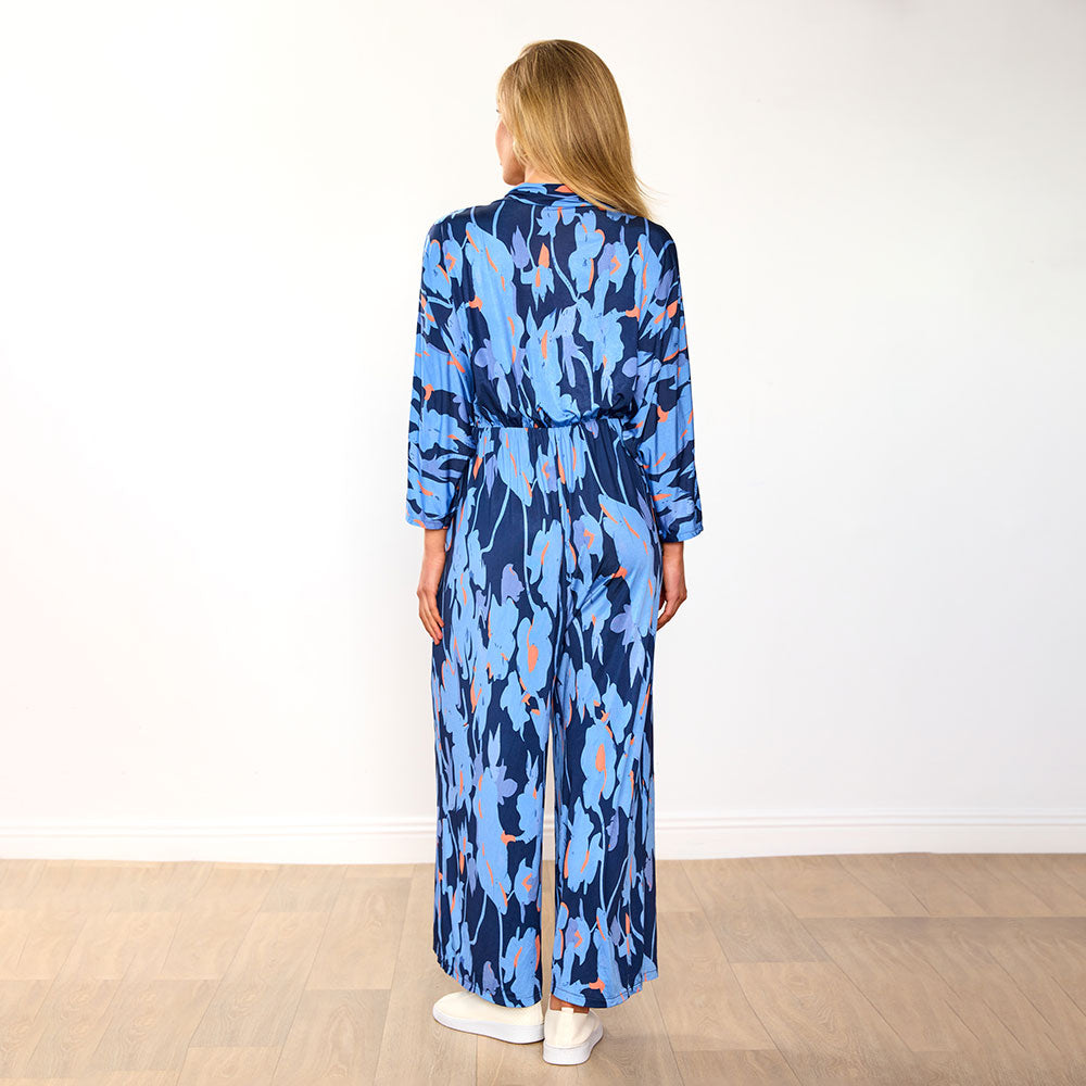 Vogue Jumpsuit in navy and orange abstract print – women's jumpsuit – view 12