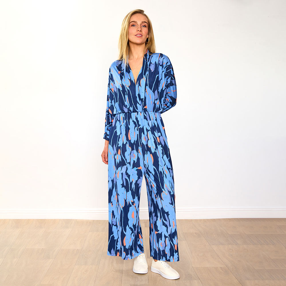Vogue Jumpsuit (Navy/Orange Abstract)