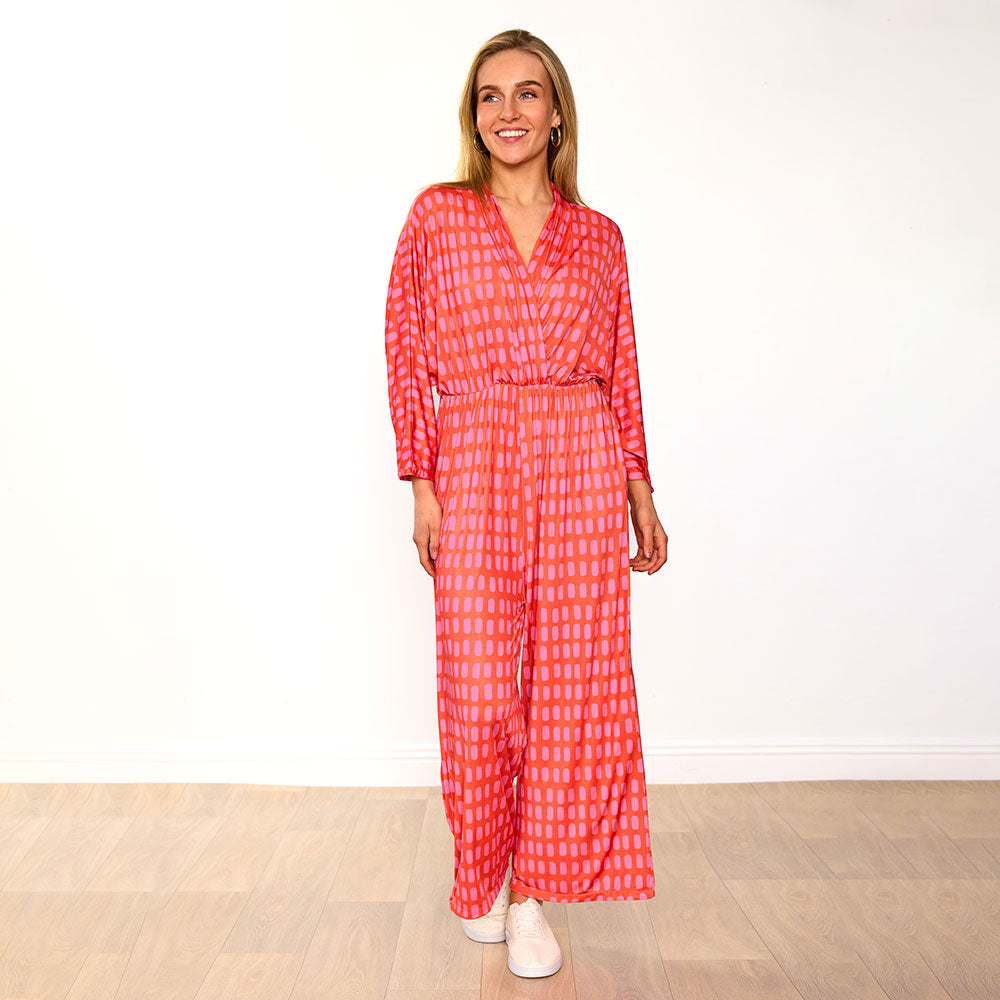 Vogue Jumpsuit (Pink/Red Grid)