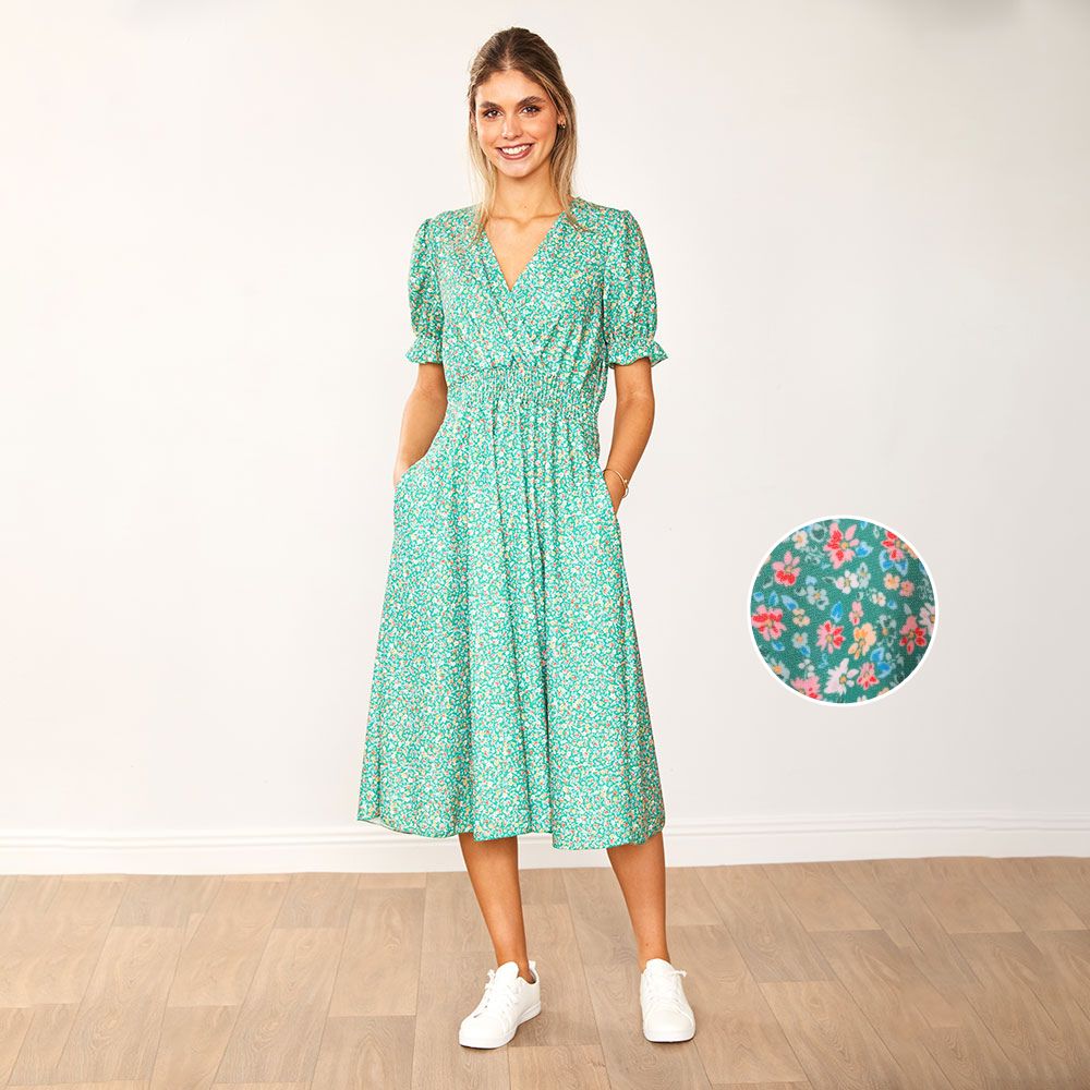 Belle Dress (Green Floral)