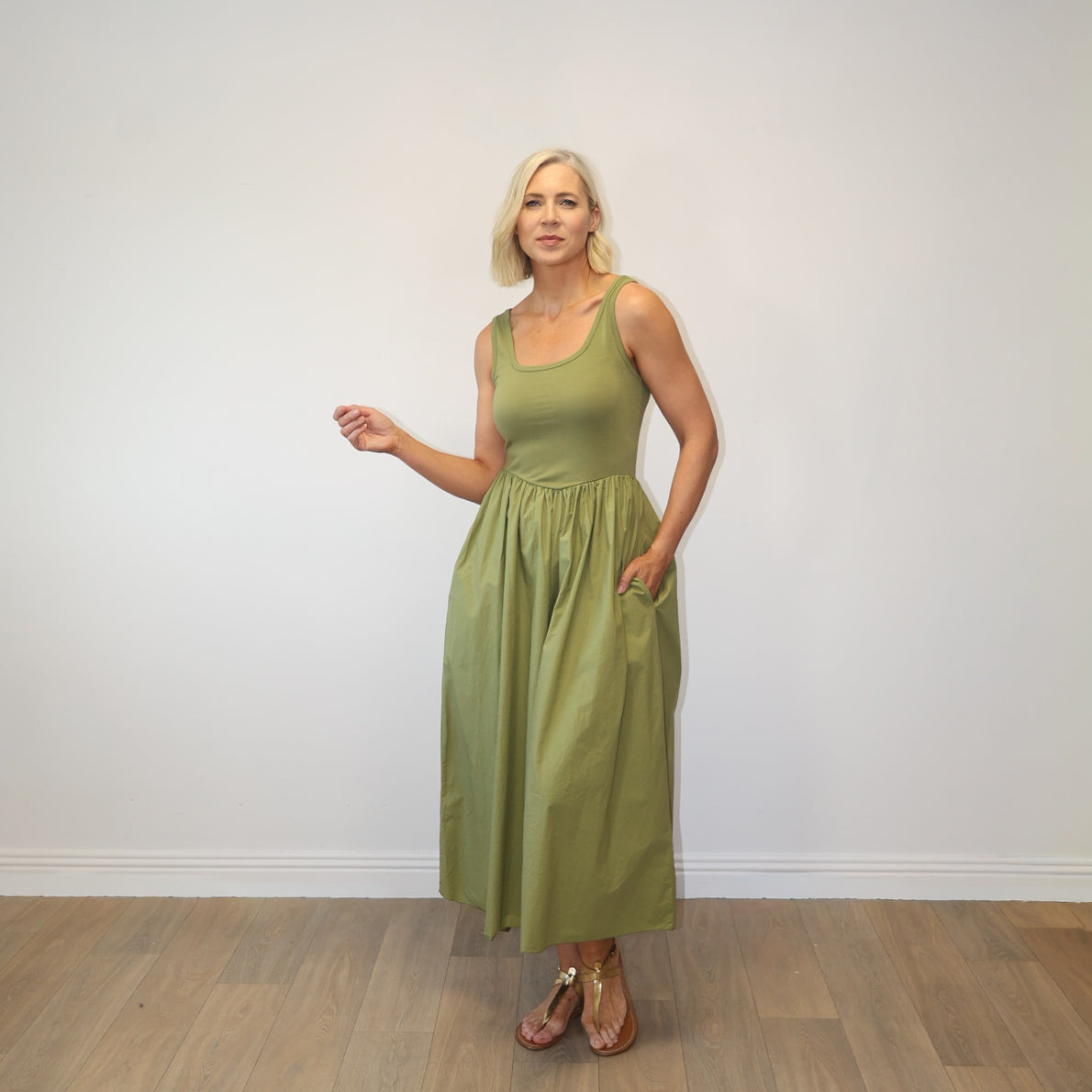 Willow Midi Dress (Olive)