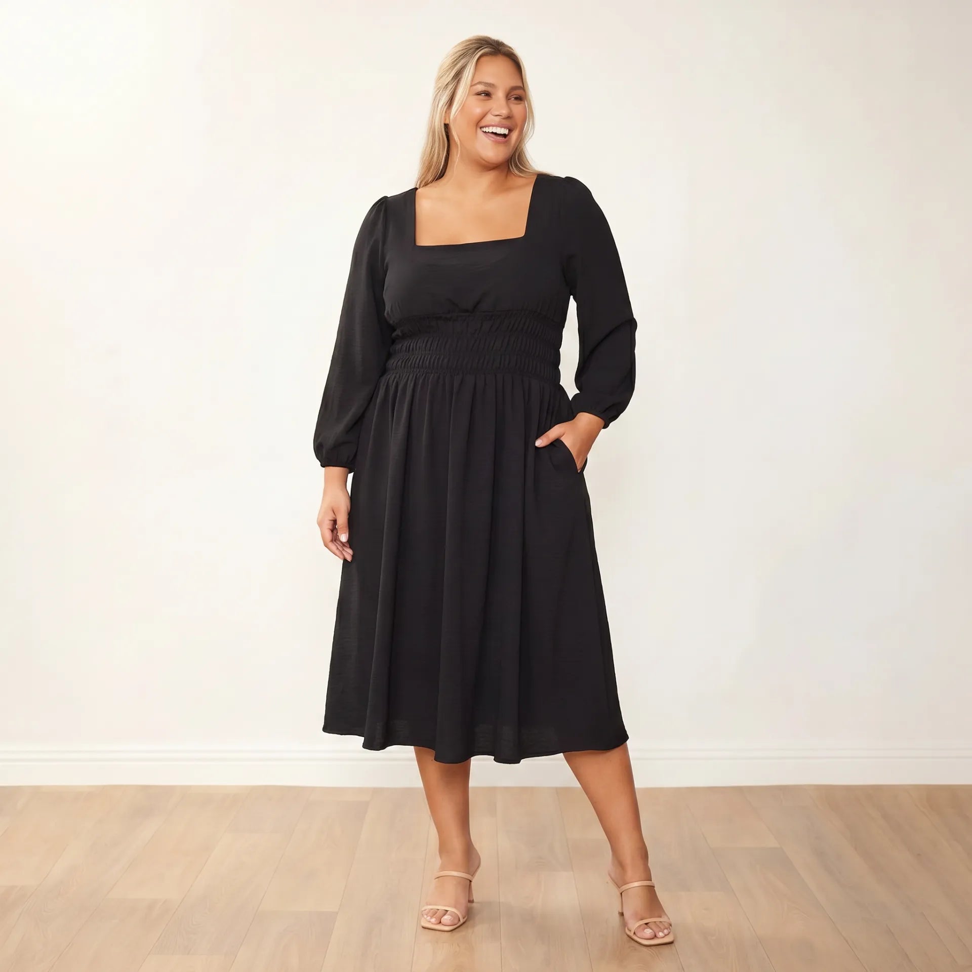 Evelyn Dress Black - Plus Size XXL Front Laughing