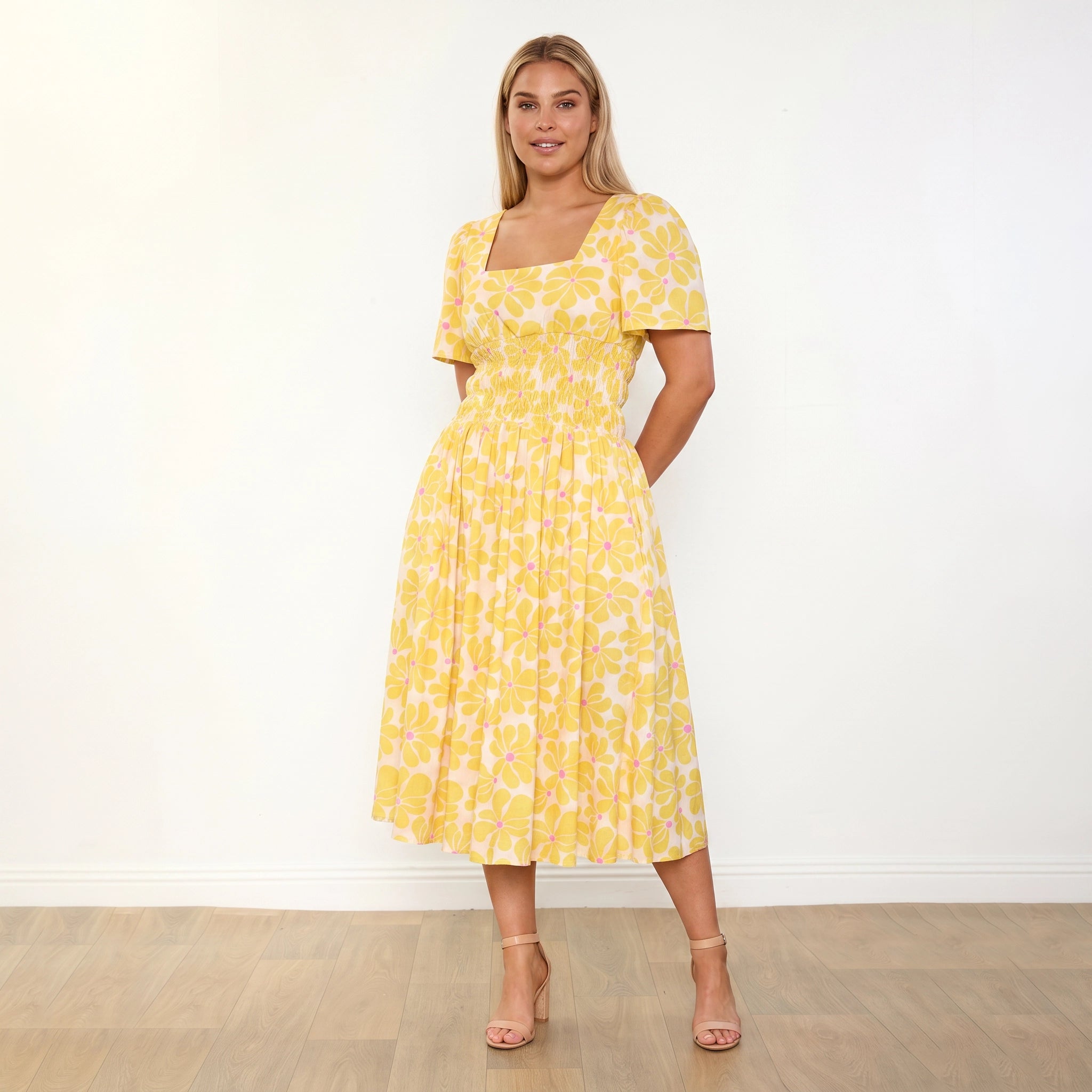 Iris Dress in yellow daisy print – women's dress – view 10