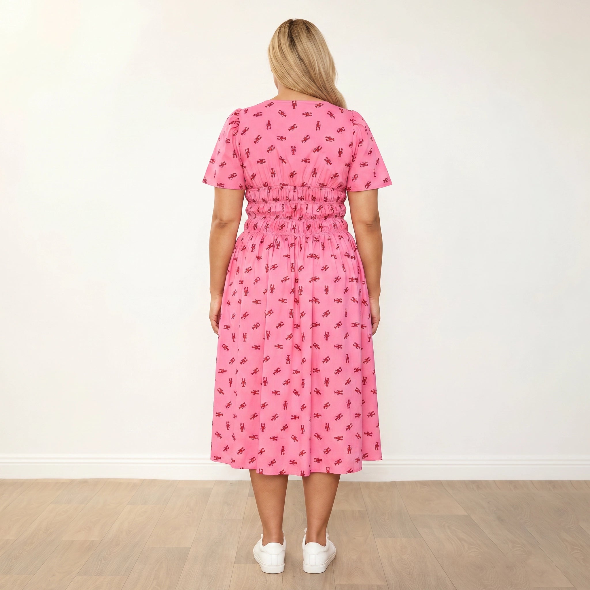 Iris Dress in pink lobster print – women's dress – view 13
