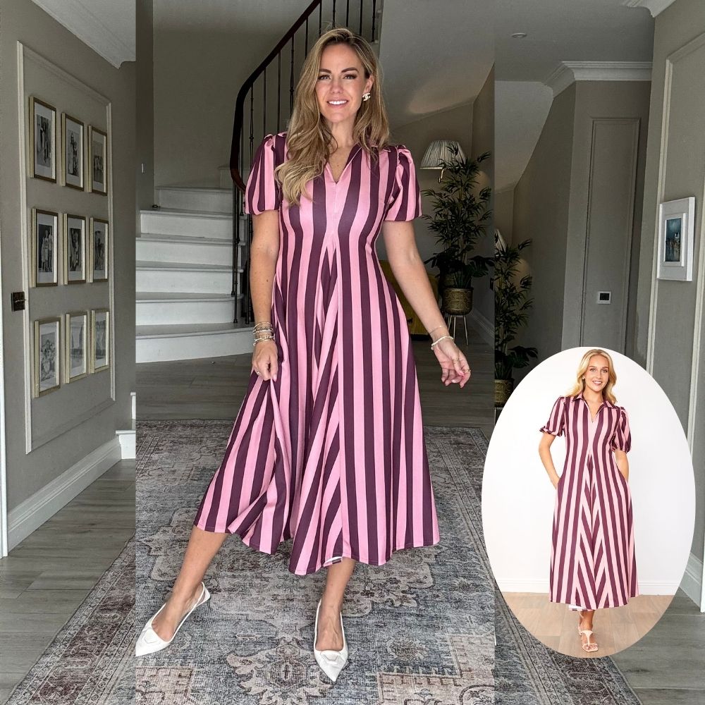 Hazel Dress (Berry Stripe)