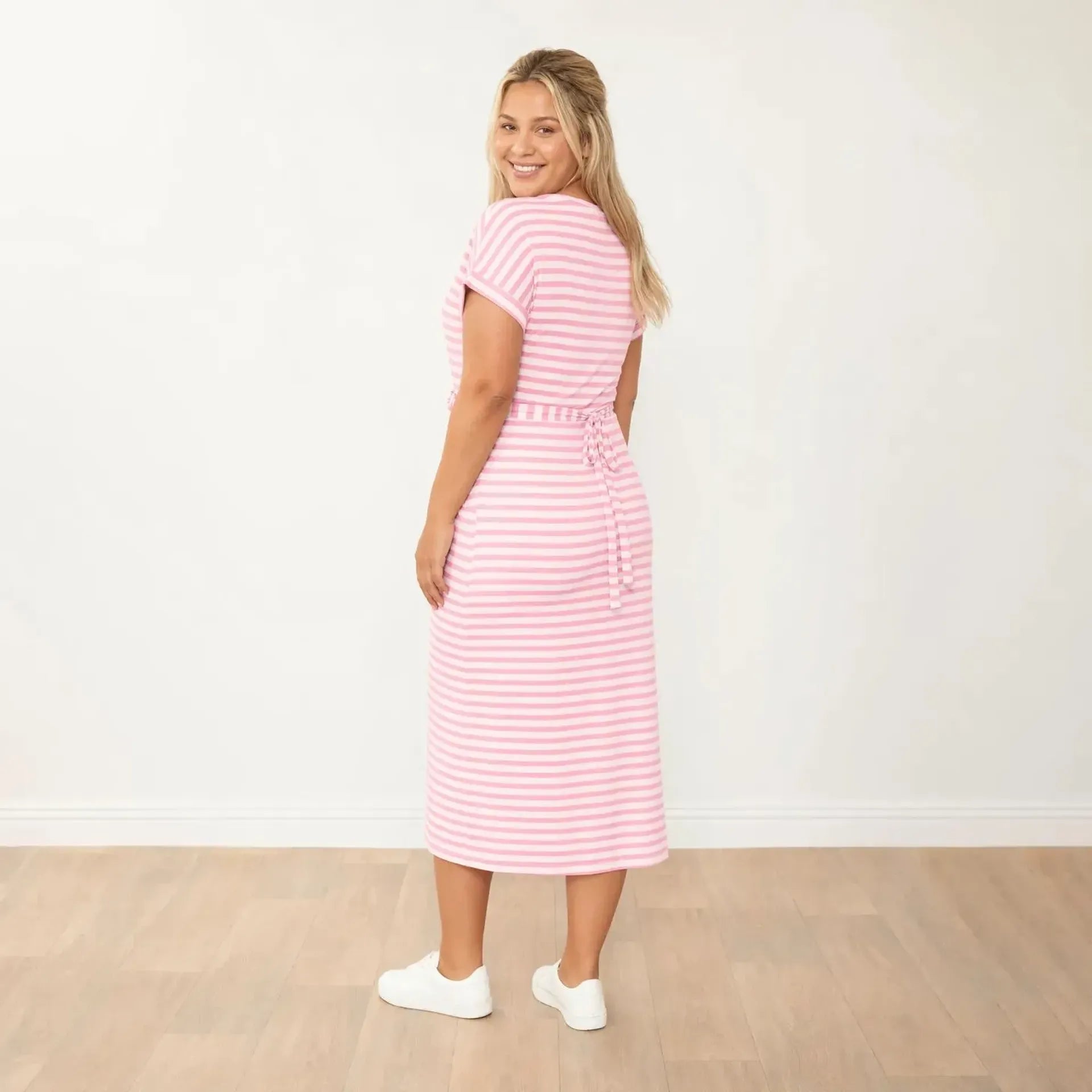 Lenny Dress in pink stripe – women's dress – view 9