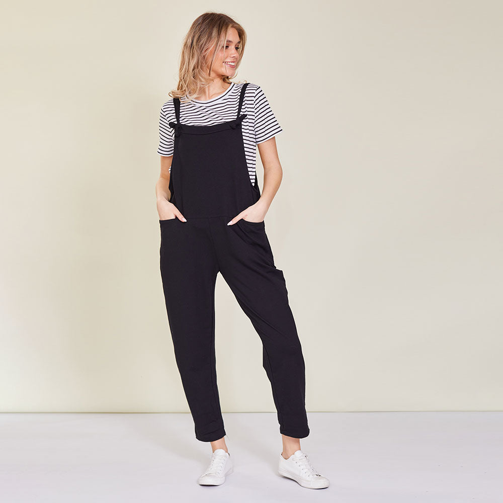 Ashley Dungaree (Black) & Betsy Top (Black stripe) for €53
