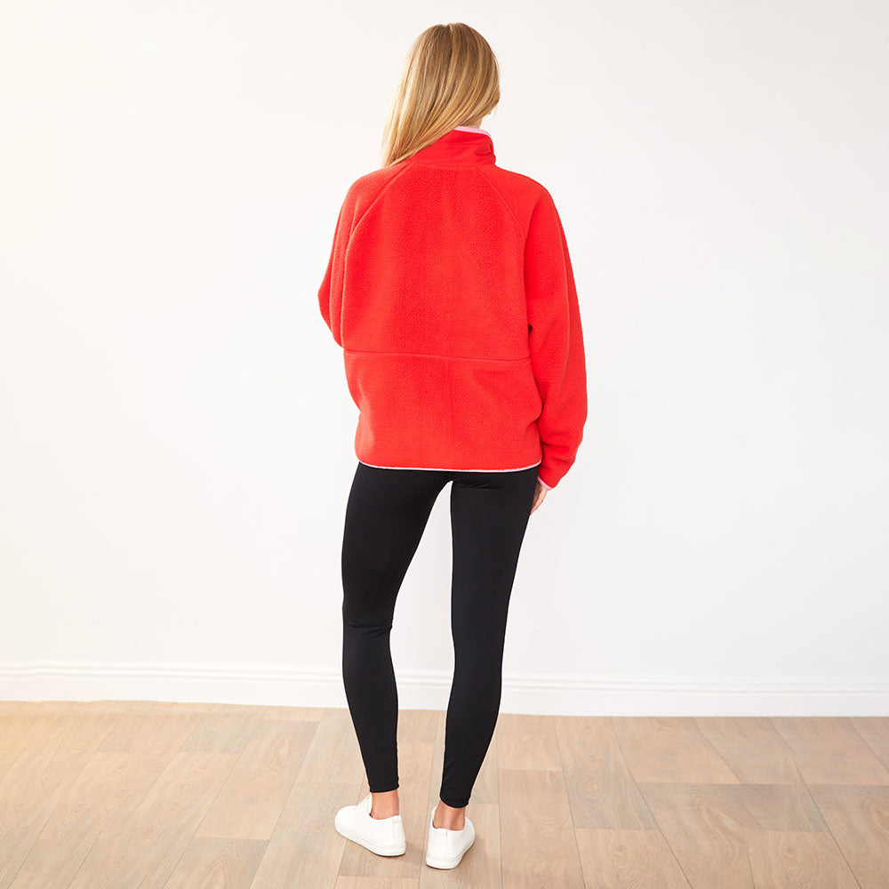 Fleece Jacket (Coral Red/Pink Trim)