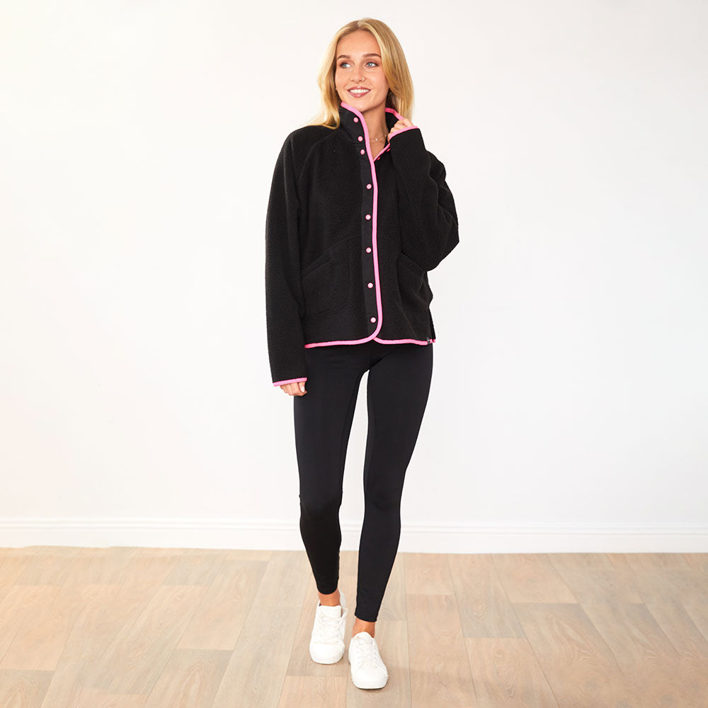Fleece Jacket (Black/Neon Pink Trim)