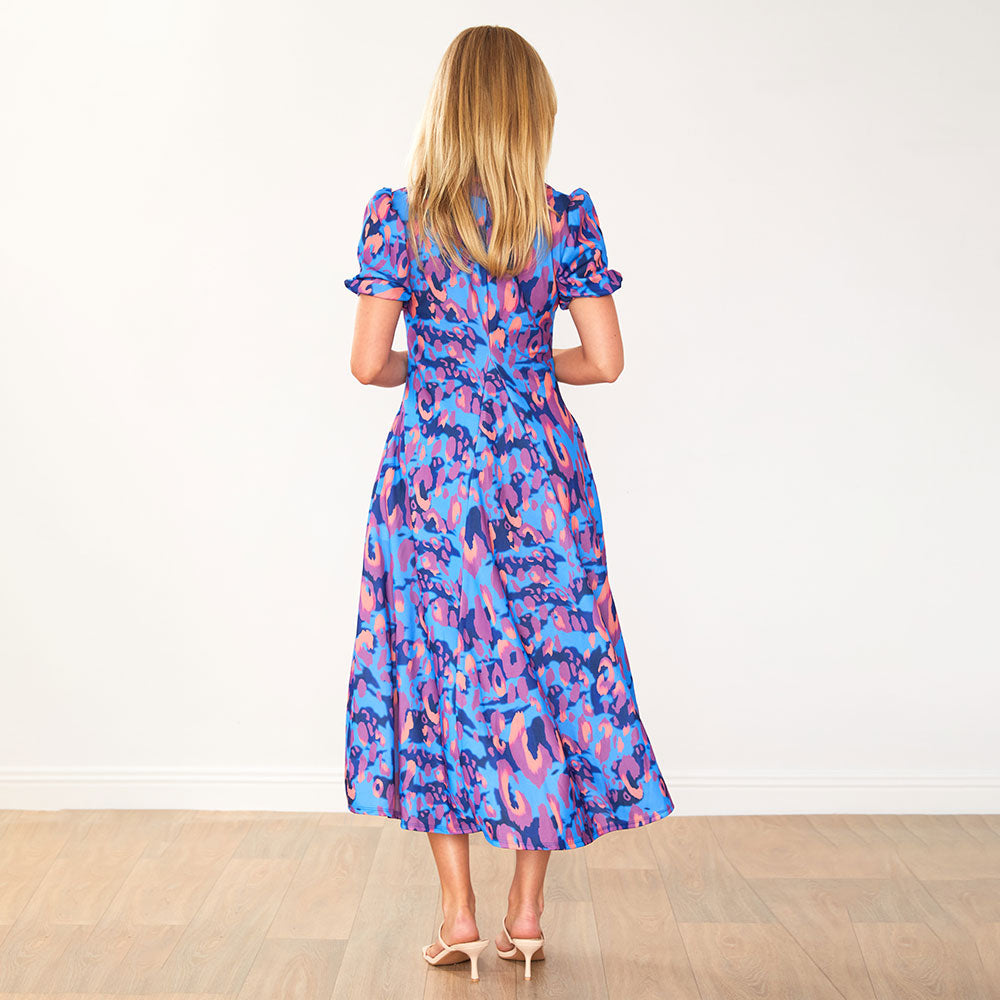Hazel Dress (Blue Leopard)