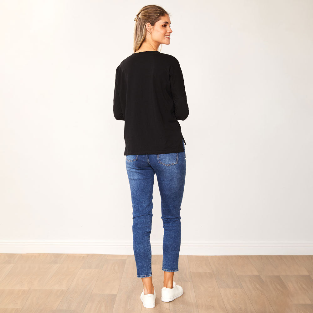 Jasmine V Neck Top (Black)