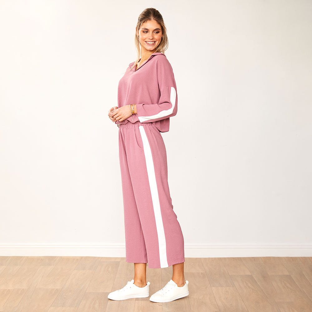 Clara Co-Ord (Mauve & White)
