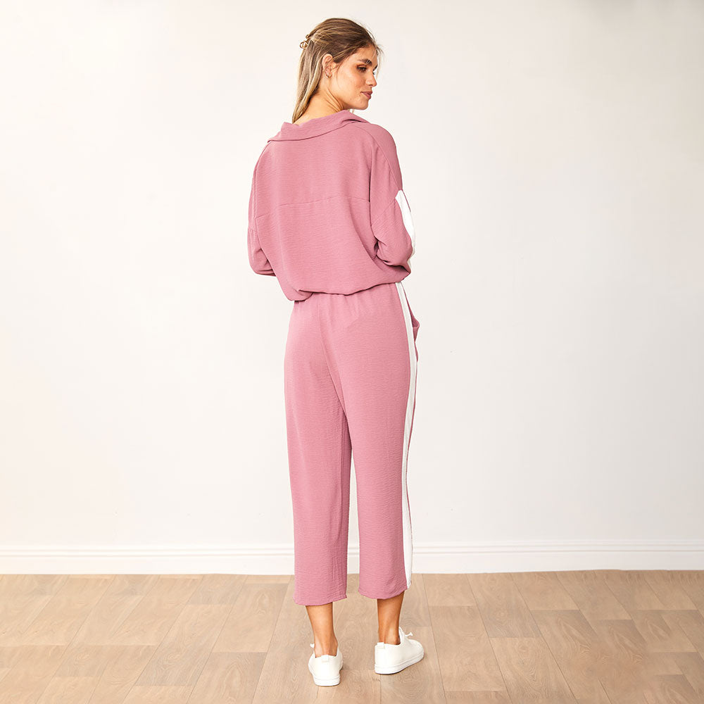 Clara Co-Ord (Mauve & White)