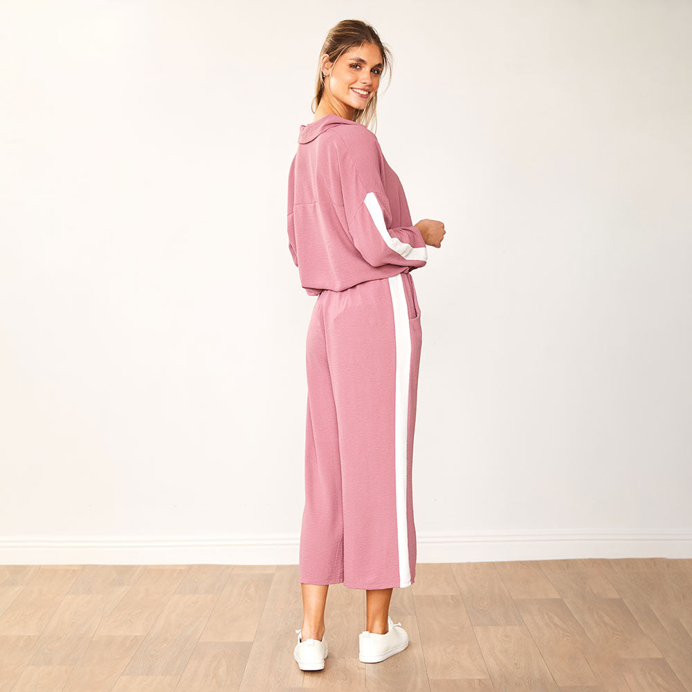 Clara Co-Ord (Mauve & White)