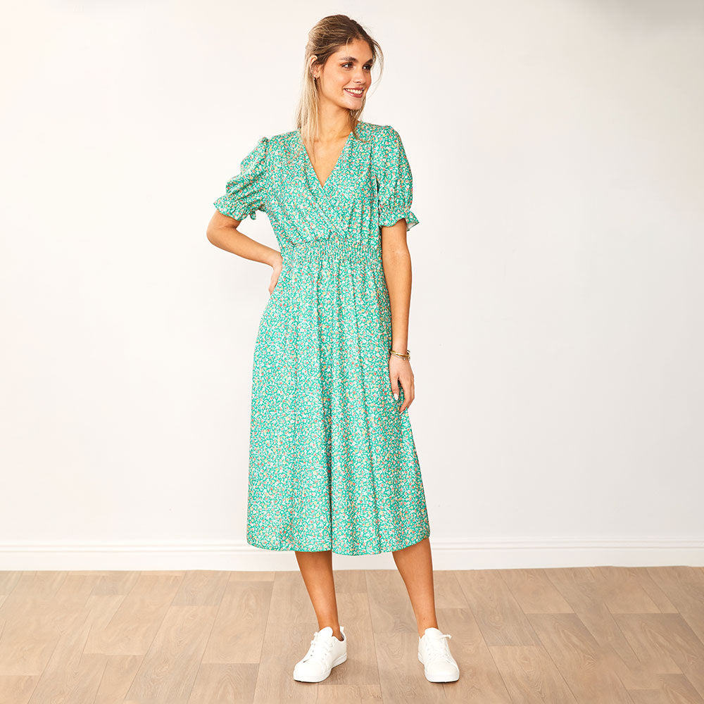 Belle Dress (Green Floral) - The Casual Company