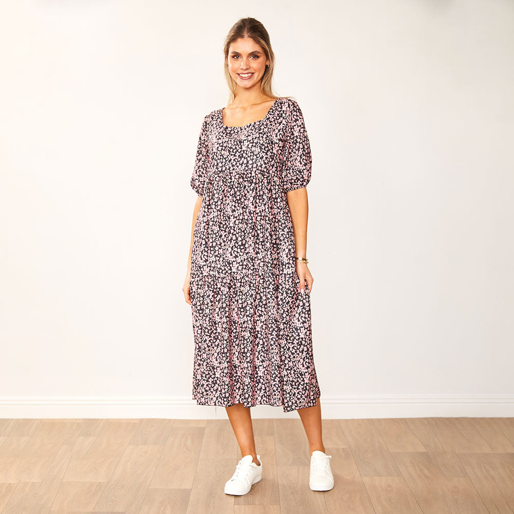 Delta Dress (Black Floral)